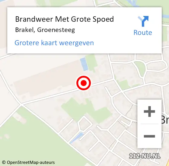 Locatie op kaart van de 112 melding: Brandweer Met Grote Spoed Naar Brakel, Groenesteeg op 4 juni 2015 22:44