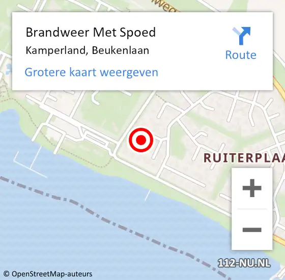 Locatie op kaart van de 112 melding: Brandweer Met Spoed Naar Kamperland, Beukenlaan op 4 juni 2015 22:51