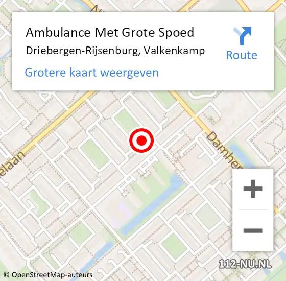 Locatie op kaart van de 112 melding: Ambulance Met Grote Spoed Naar Driebergen-Rijsenburg, Valkenkamp op 5 juni 2015 01:41