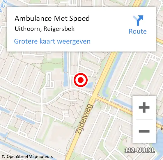 Locatie op kaart van de 112 melding: Ambulance Met Spoed Naar Uithoorn, Reigersbek op 5 juni 2015 01:46