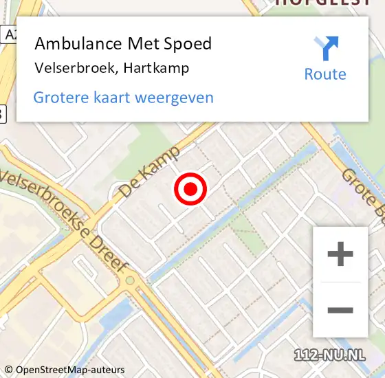 Locatie op kaart van de 112 melding: Ambulance Met Spoed Naar Velserbroek, Hartkamp op 5 juni 2015 03:47