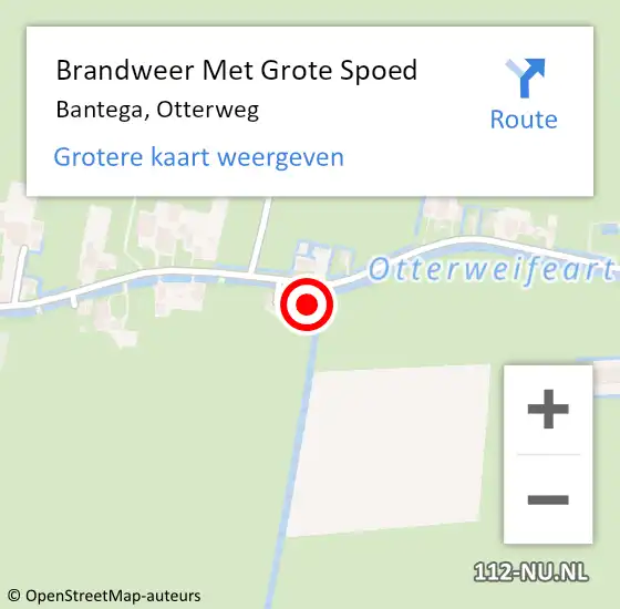 Locatie op kaart van de 112 melding: Brandweer Met Grote Spoed Naar Bantega, Otterweg op 5 juni 2015 04:47