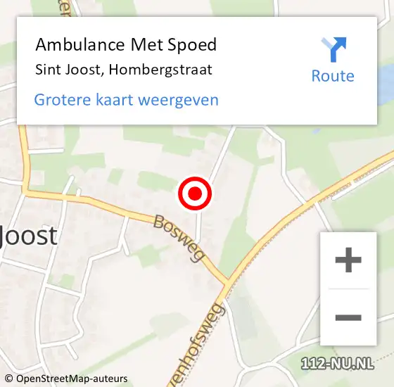 Locatie op kaart van de 112 melding: Ambulance Met Spoed Naar Sint Joost, Hombergstraat op 5 juni 2015 05:07