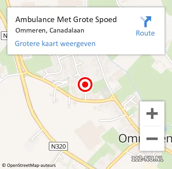 Locatie op kaart van de 112 melding: Ambulance Met Grote Spoed Naar Ommeren, Canadalaan op 5 juni 2015 08:08