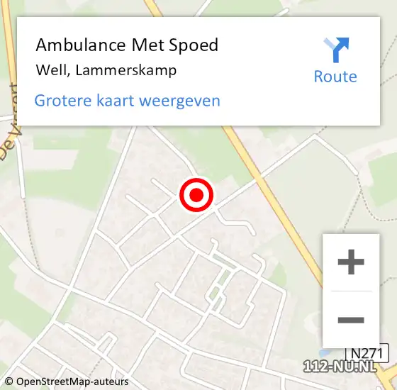 Locatie op kaart van de 112 melding: Ambulance Met Spoed Naar Well, Lammerskamp op 5 juni 2015 08:16