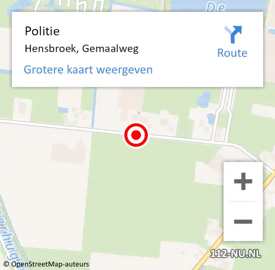Locatie op kaart van de 112 melding: Politie Hensbroek, Gemaalweg op 5 juni 2015 09:14