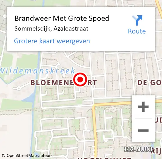 Locatie op kaart van de 112 melding: Brandweer Met Grote Spoed Naar Sommelsdijk, Azaleastraat op 5 juni 2015 11:10