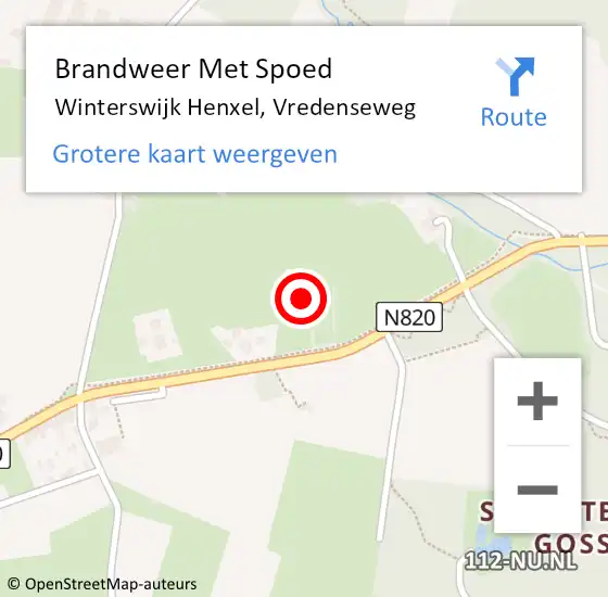 Locatie op kaart van de 112 melding: Brandweer Met Spoed Naar Winterswijk Henxel, Vredenseweg op 5 juni 2015 11:42