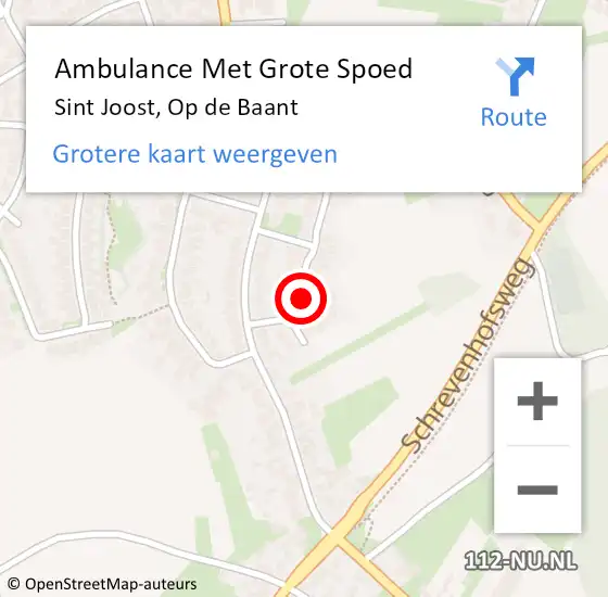 Locatie op kaart van de 112 melding: Ambulance Met Grote Spoed Naar Sint Joost, Op de Baant op 5 juni 2015 12:16