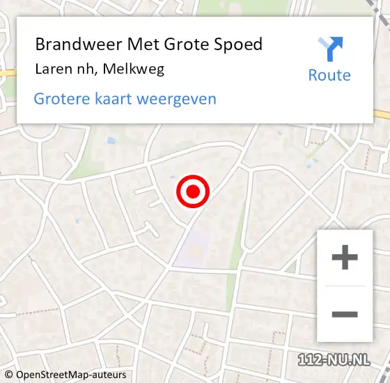 Locatie op kaart van de 112 melding: Brandweer Met Grote Spoed Naar Laren nh, Melkweg op 5 juni 2015 12:19