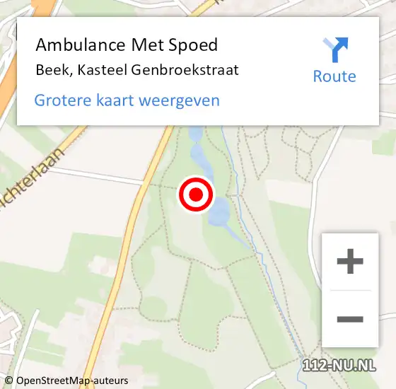 Locatie op kaart van de 112 melding: Ambulance Met Spoed Naar Beek, Kasteel Genbroekstraat op 5 juni 2015 12:25