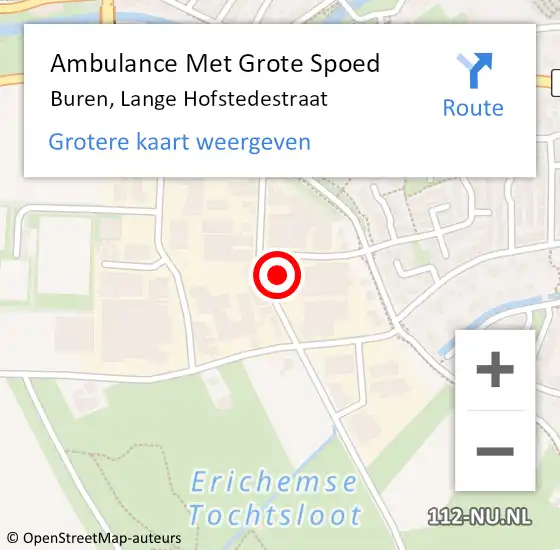 Locatie op kaart van de 112 melding: Ambulance Met Grote Spoed Naar Buren, Lange Hofstedestraat op 5 juni 2015 12:38