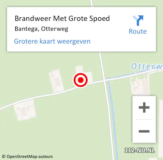 Locatie op kaart van de 112 melding: Brandweer Met Grote Spoed Naar Bantega, Otterweg op 5 juni 2015 13:29