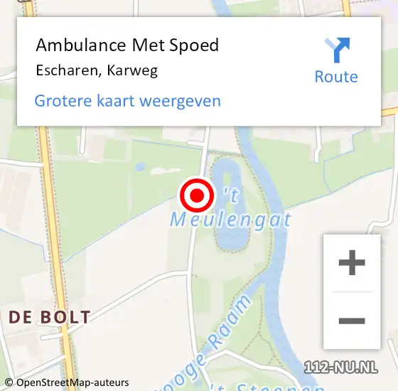 Locatie op kaart van de 112 melding: Ambulance Met Spoed Naar Escharen, Karweg op 5 juni 2015 13:33