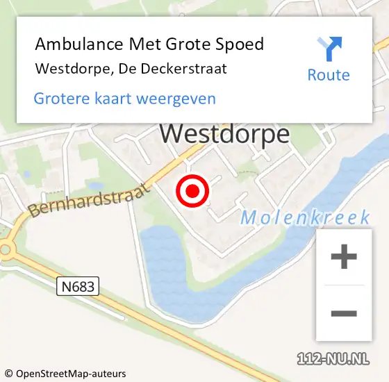 Locatie op kaart van de 112 melding: Ambulance Met Grote Spoed Naar Westdorpe, De Deckerstraat op 5 juni 2015 14:09