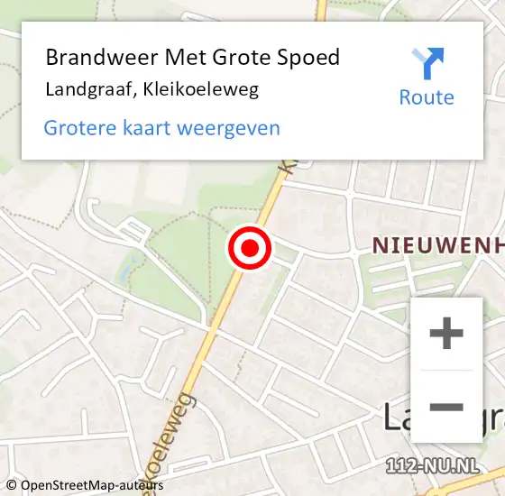 Locatie op kaart van de 112 melding: Brandweer Met Grote Spoed Naar Landgraaf, Kleikoeleweg op 5 juni 2015 14:32