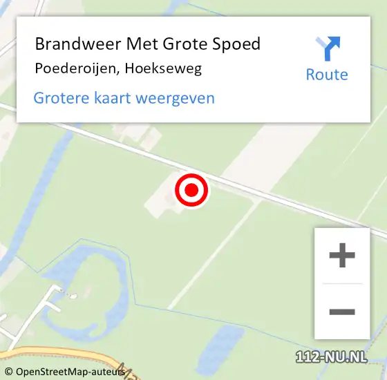 Locatie op kaart van de 112 melding: Brandweer Met Grote Spoed Naar Poederoijen, Hoekseweg op 5 juni 2015 14:45