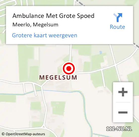 Locatie op kaart van de 112 melding: Ambulance Met Grote Spoed Naar Meerlo, Megelsum op 5 juni 2015 14:49