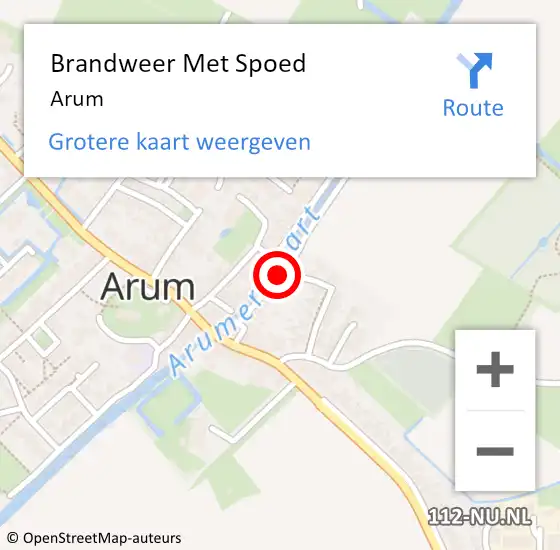 Locatie op kaart van de 112 melding: Brandweer Met Spoed Naar Arum op 5 juni 2015 15:29