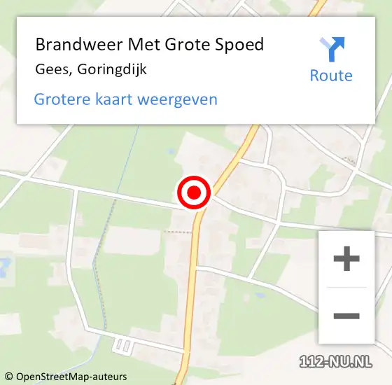 Locatie op kaart van de 112 melding: Brandweer Met Grote Spoed Naar Gees, Goringdijk op 9 november 2013 22:21