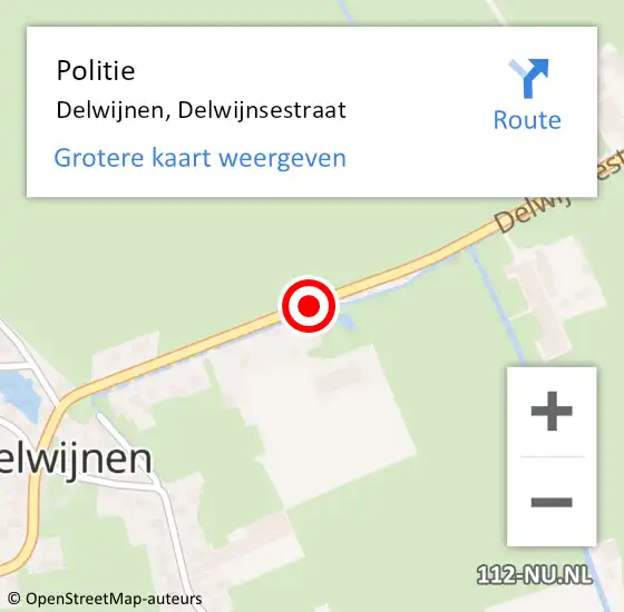 Locatie op kaart van de 112 melding: Politie Delwijnen, Delwijnsestraat op 5 juni 2015 15:41