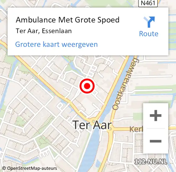 Locatie op kaart van de 112 melding: Ambulance Met Grote Spoed Naar Ter Aar, Essenlaan op 5 juni 2015 15:49