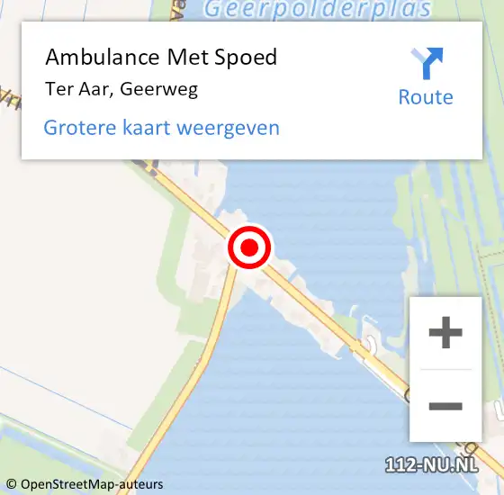 Locatie op kaart van de 112 melding: Ambulance Met Spoed Naar Ter Aar, Geerweg op 5 juni 2015 16:12