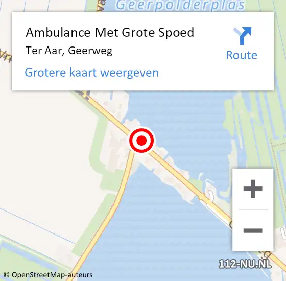 Locatie op kaart van de 112 melding: Ambulance Met Grote Spoed Naar Ter Aar, Geerweg op 5 juni 2015 16:19