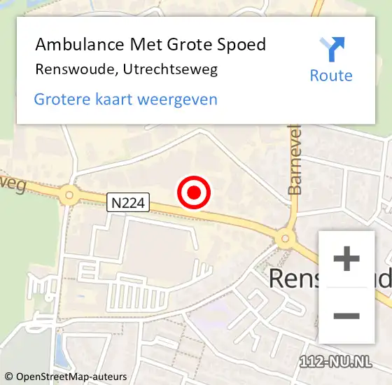 Locatie op kaart van de 112 melding: Ambulance Met Grote Spoed Naar Renswoude, Utrechtseweg op 5 juni 2015 16:32