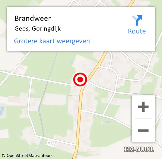 Locatie op kaart van de 112 melding: Brandweer Gees, Goringdijk op 9 november 2013 22:36