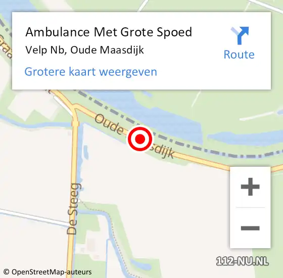 Locatie op kaart van de 112 melding: Ambulance Met Grote Spoed Naar Velp Nb, Oude Maasdijk op 5 juni 2015 17:49