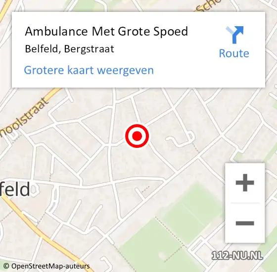 Locatie op kaart van de 112 melding: Ambulance Met Grote Spoed Naar Belfeld, Bergstraat op 5 juni 2015 17:56