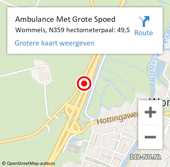 Locatie op kaart van de 112 melding: Ambulance Met Grote Spoed Naar Wommels, N359 hectometerpaal: 49,5 op 9 november 2013 23:02