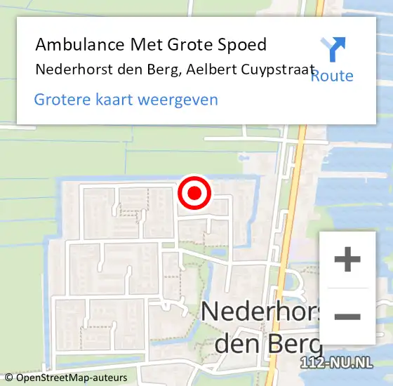 Locatie op kaart van de 112 melding: Ambulance Met Grote Spoed Naar Nederhorst den Berg, Aelbert Cuypstraat op 5 juni 2015 19:43