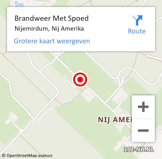 Locatie op kaart van de 112 melding: Brandweer Met Spoed Naar Nijemirdum, Nij Amerika op 5 juni 2015 19:50