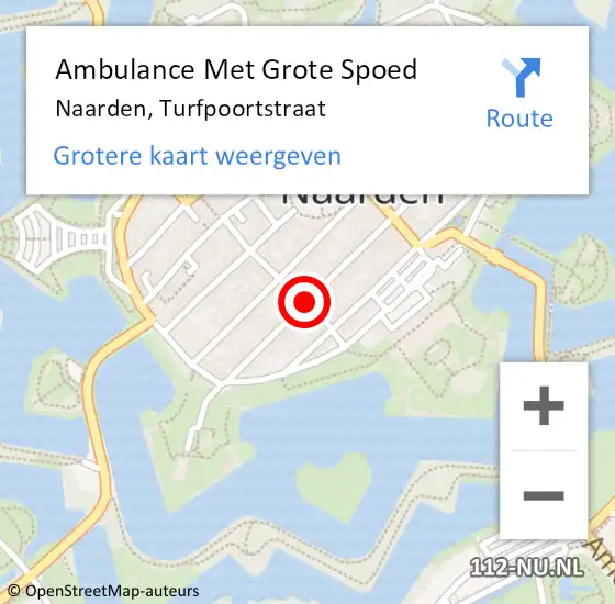 Locatie op kaart van de 112 melding: Ambulance Met Grote Spoed Naar Naarden, Turfpoortstraat op 9 november 2013 23:16