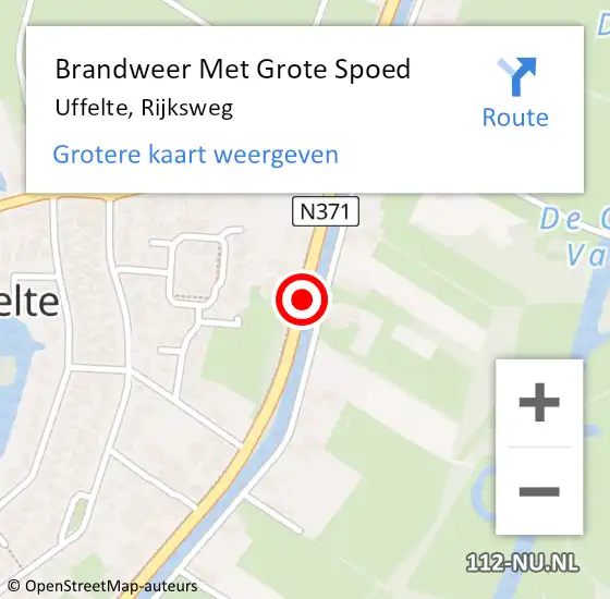 Locatie op kaart van de 112 melding: Brandweer Met Grote Spoed Naar Uffelte, Rijksweg op 5 juni 2015 20:02