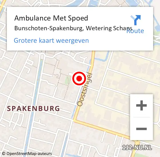 Locatie op kaart van de 112 melding: Ambulance Met Spoed Naar Bunschoten-Spakenburg, Wetering Schans op 5 juni 2015 20:22