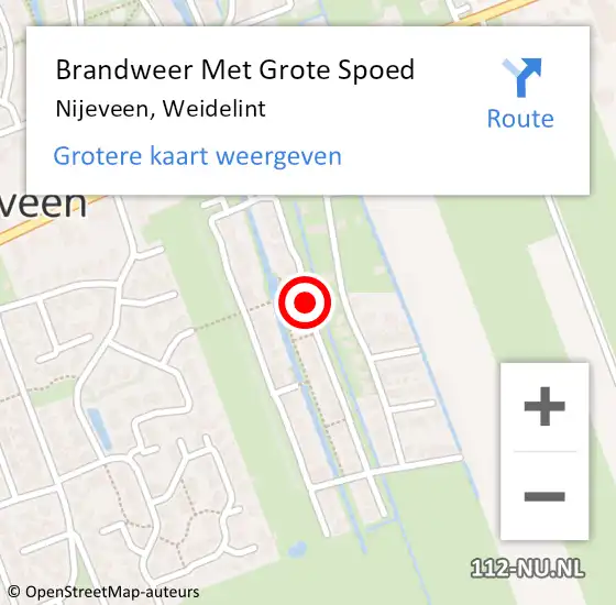 Locatie op kaart van de 112 melding: Brandweer Met Grote Spoed Naar Nijeveen, Weidelint op 5 juni 2015 20:34