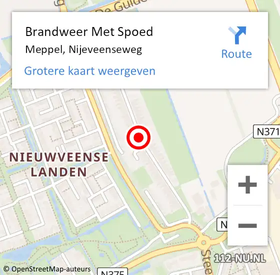 Locatie op kaart van de 112 melding: Brandweer Met Spoed Naar Meppel, Nijeveenseweg op 5 juni 2015 20:41