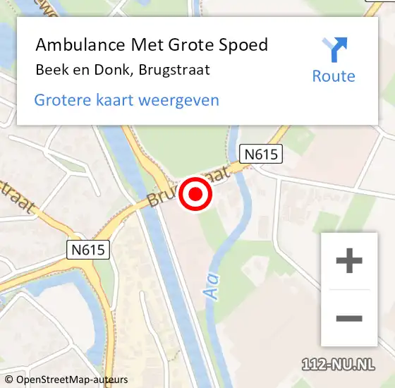 Locatie op kaart van de 112 melding: Ambulance Met Grote Spoed Naar Beek en Donk, Brugstraat op 5 juni 2015 21:03