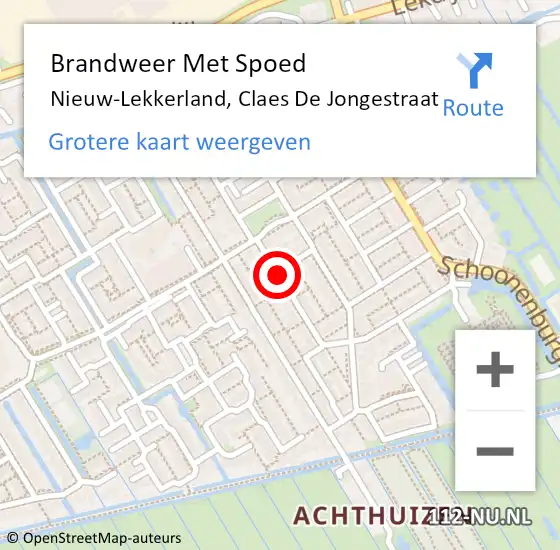 Locatie op kaart van de 112 melding: Brandweer Met Spoed Naar Nieuw-Lekkerland, Claes De Jongestraat op 5 juni 2015 21:18