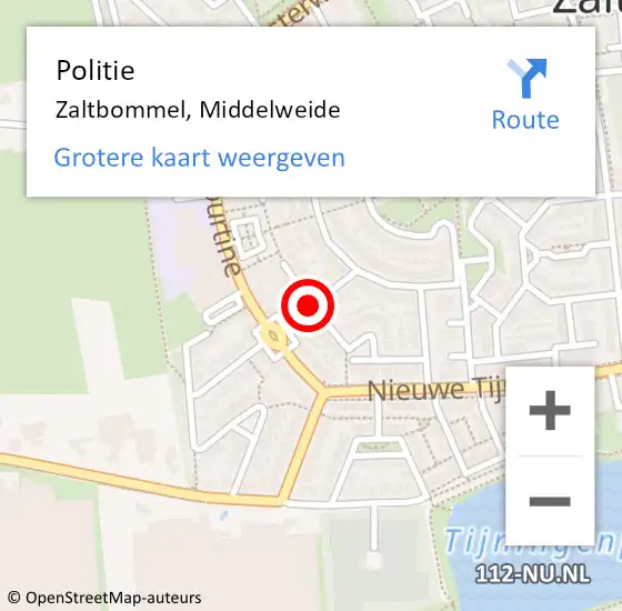 Locatie op kaart van de 112 melding: Politie Zaltbommel, Middelweide op 5 juni 2015 21:27