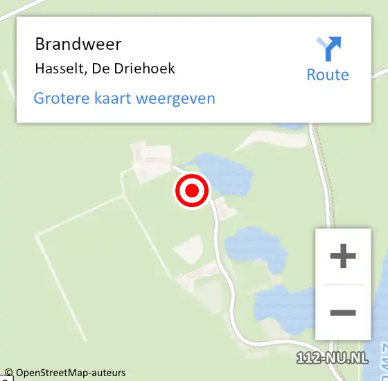 Locatie op kaart van de 112 melding: Brandweer Hasselt, De Driehoek op 5 juni 2015 21:31