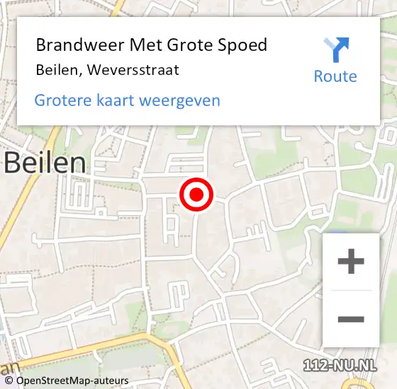 Locatie op kaart van de 112 melding: Brandweer Met Grote Spoed Naar Beilen, Weversstraat op 5 juni 2015 21:31