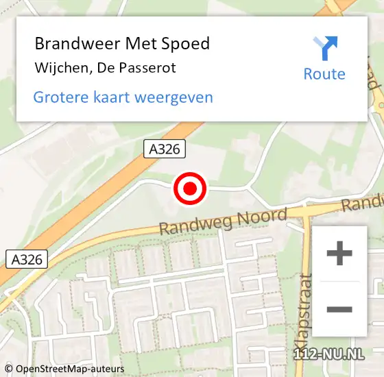 Locatie op kaart van de 112 melding: Brandweer Met Spoed Naar Wijchen, De Passerot op 5 juni 2015 21:34