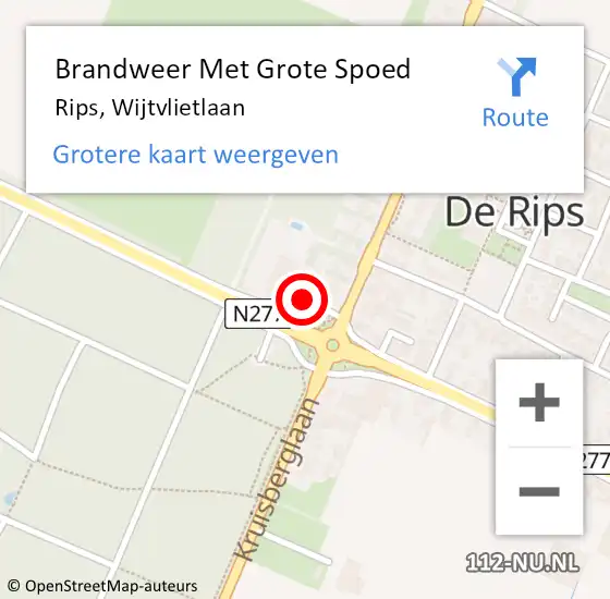 Locatie op kaart van de 112 melding: Brandweer Met Grote Spoed Naar Rips, Wijtvlietlaan op 5 juni 2015 21:44