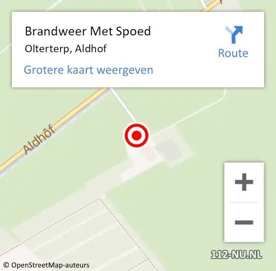 Locatie op kaart van de 112 melding: Brandweer Met Spoed Naar Olterterp, Aldhof op 5 juni 2015 21:52