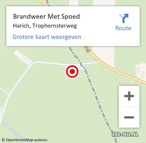 Locatie op kaart van de 112 melding: Brandweer Met Spoed Naar Harich, Trophornsterweg op 5 juni 2015 22:01