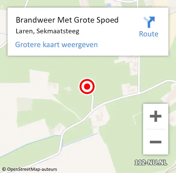 Locatie op kaart van de 112 melding: Brandweer Met Grote Spoed Naar Laren, Sekmaatsteeg op 5 juni 2015 22:18